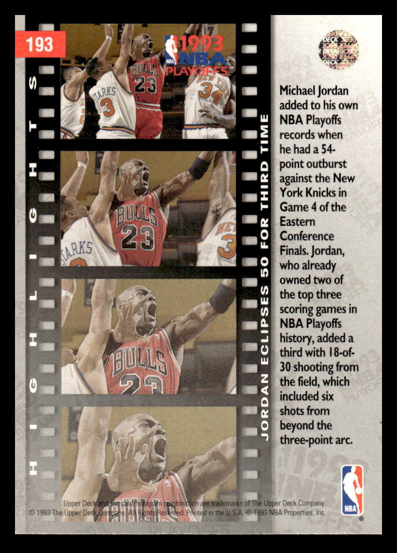 1993 Upper Deck Michael Jordan #193 Chicago Bulls Basketball Card