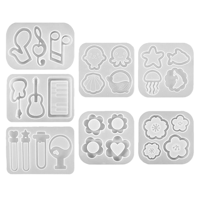 7Pcs DIY Quicksand Silicone Mold Set for Homemade Ornaments