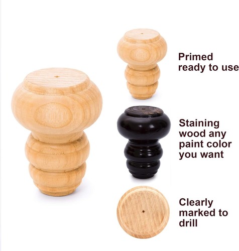 Wooden Legs For Furniture Set Of 4 Short Table Dresser Couch Chair Cabinet Sofa - Picture 5 of 7