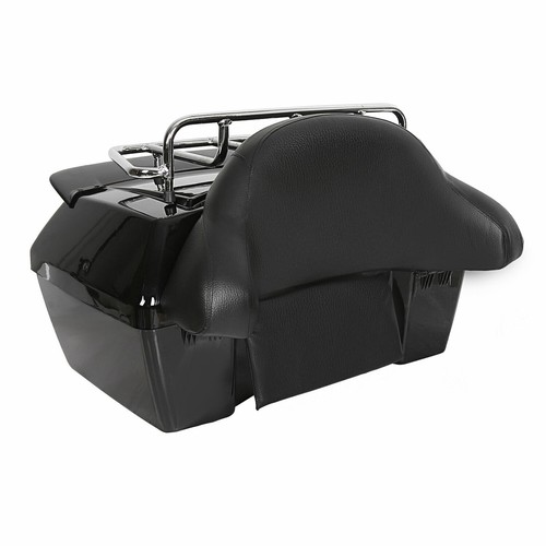 Motorcycle Trunk Tail Box Luggage Trunk w/Backrest Light For Harley Yamaha Honda - Picture 10 of 12