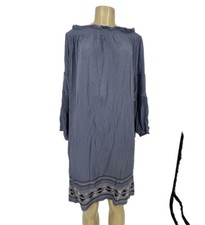 Knox Rose Dress L Women Embroidered Smocked Off Shoulder Bell Sleeve Boho A29v
