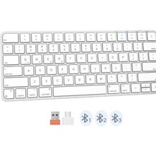 MEETION Wireless Keyboard for Mac Slim Multi Device Bluetooth Rechargeable Lo...