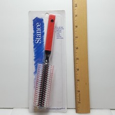 NOS Red Handle STANCE Beauty Full Round Rubber Grip Blow Dryer Brush 91-679