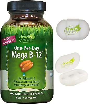 Irwin Naturals One-Per-Day Mega B-12 1,500mcg - 60 Liquid Softgels with Pill Cas