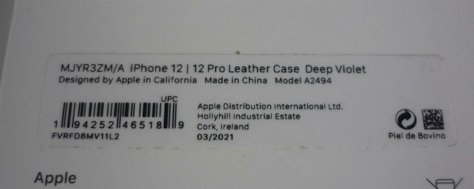 Originale Apple IPHONE 12/12 Pro Pelle Custodia Con Magsafe - Deep Viola - Nuovo - Immagine 4 di 4