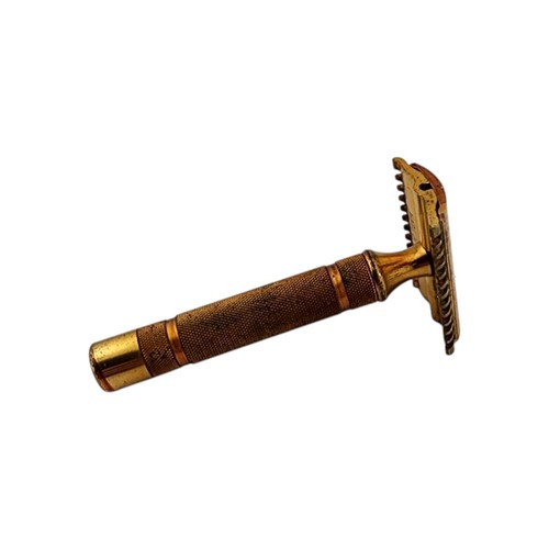 Vtg 1930's Gillette Gold Tone Double Edge Safety Razor Pat 1858316 Reissue 17567