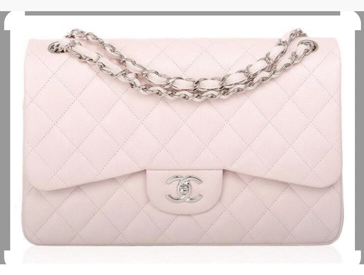 NWT Chanel Classic JUMBO LIGHT PINK ROSE CLAIR Caviar Double Flap Bag Silver HW