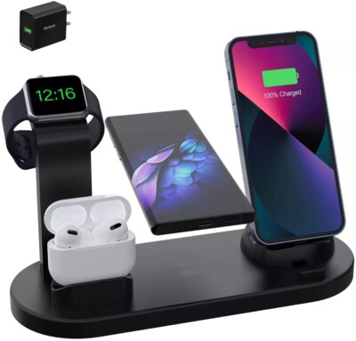 6 in 1 10W Fast Multi Function Charging Stand For Iphone Samsung Phone AirPods 3