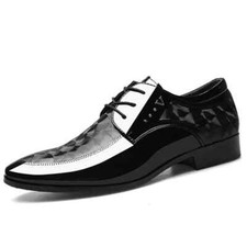 Men's Shiny Leather Shoes Formal Dress Lace Up Point Toe Business Footwear