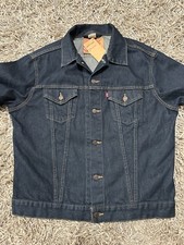 Genuine Vintage Bnwt Dark Blue Levis Denim Jacket L - Xl Nos