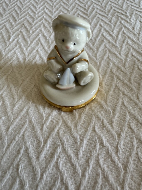 LENOX CLASSICS SAILOR BOY TEDDY BEAR TREASURE BOX Damaged Base