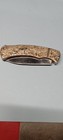 Stainless  Steel Embossed Pocket Knife Buck & Oak Leaves + Sheath Very Nice — photo 7