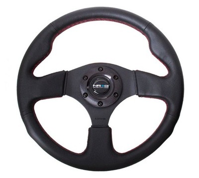 NRG Innovations for Reinforced Steering Wheel (320mm) Leather w/Red Stitch
