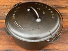 Griswold Cast Iron #10 Fully Marked Dutch Oven w/ Rope Style Handle