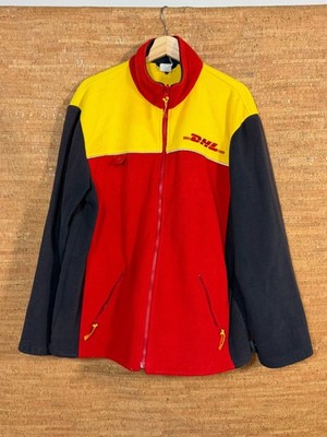DHL Express Delivery Fleece Color Block Multicolor Full Zip Jacket Men s Large
