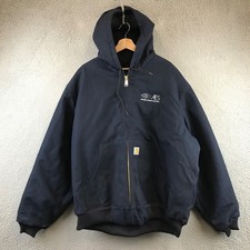 Carhartt Mens 2XL Loose Fit Dark Navy Hooded Work Jacket AES Embroidered