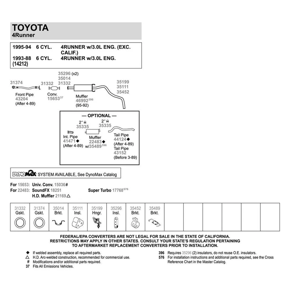 For Toyota 4Runner 92-95 Exhaust Muffler and Pipe Assembly Quiet-Flow Stainless - Imagem 3 de 4