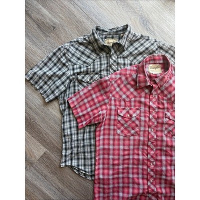 Vintage Bundle Wrangler Pearl Snap Men's Plaid Shirt cowboy western L