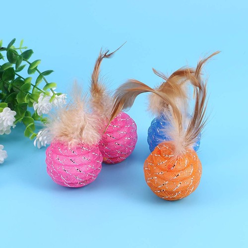 4 Pcs Candy Colored Badminton Kitten Toys for Indoor Kittens Ball - Picture 7 of 11