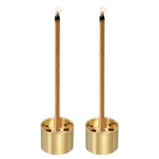 2 Pcs Incense Burner, 0.7 Inch Medium Brass Incense Holder with 9 Holes, Gold