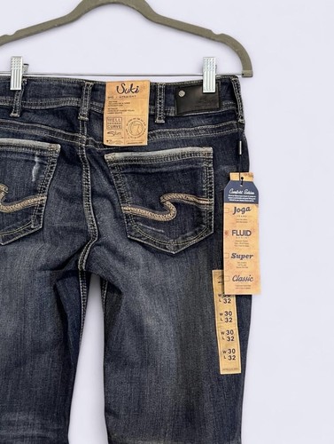 Silver Jeans Joga Suki Straight Jeans Dark Wash Mid Rise Slim Fit 5-Pocket