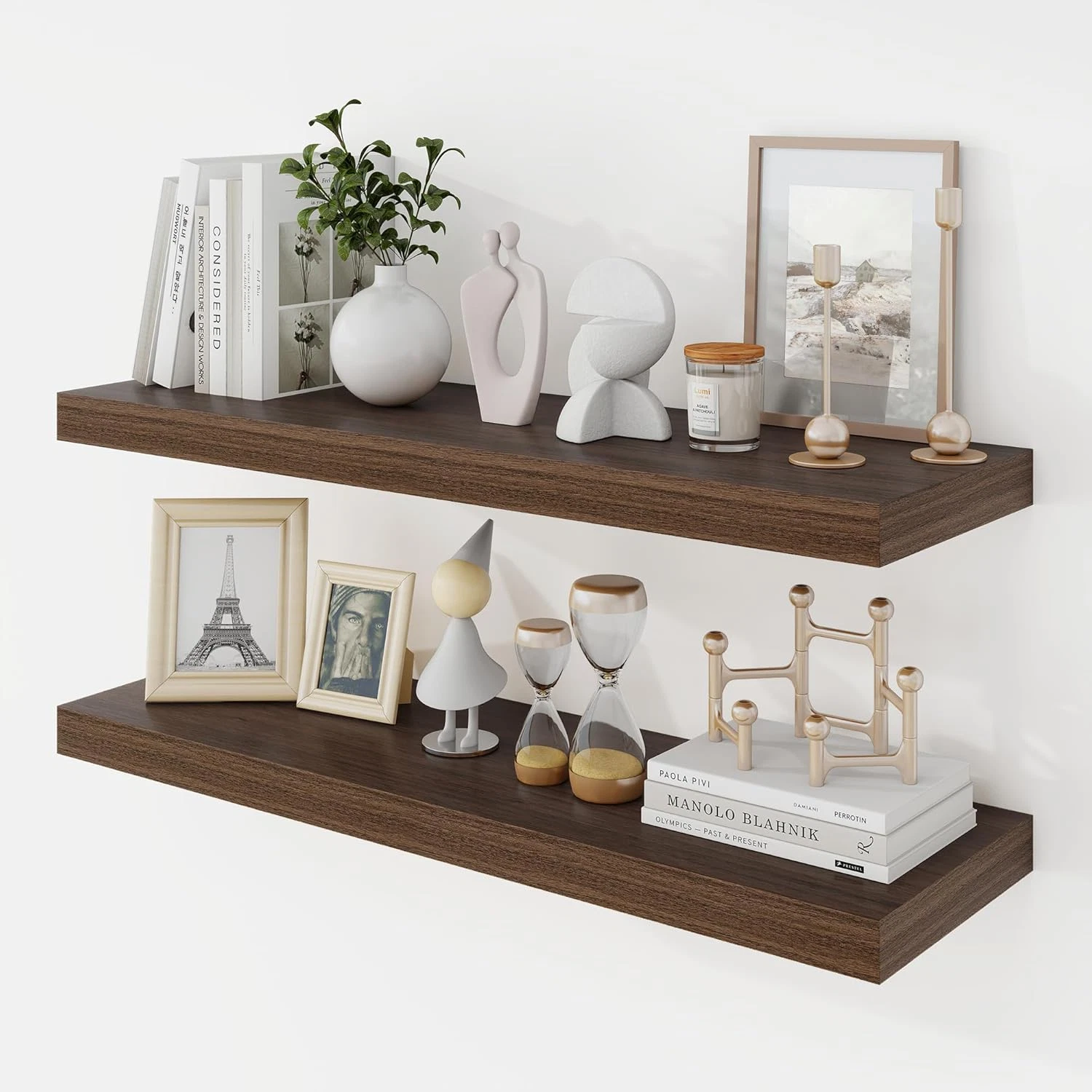 Rustic 30" Floating Shelves Set of 2 - Deep Wall Mounted Storage for Home