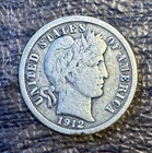 1912 P Barber Dime Silver Circulated United States 10C Coin Uncertified