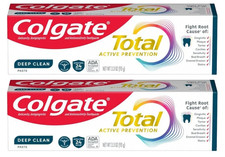 Lot of 2 Colgate Total Active Prevention Deep Clean Toothpastes 3.3 oz