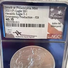 2021-S EAGLE T-1 NGC MS70 EMERG. PROD. - FDI ~ JOHN MERCANTI SIGNED 022229
