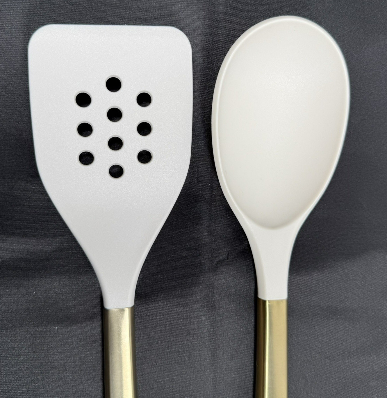 Figmint Silicone Kitchen Utensil Set Compact Champagne 2pc Steel/Nylon Utensils