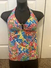 Lauren Ralph Lauren Womens Tankini Swim Top Halter Multicolor Tropical Size 16