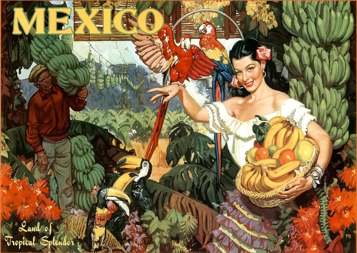 絵画 70s Mexico art Mexico Tropical Splendor Vintage Poster Wall Art Premium Quality