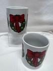Houston Foods of Chicago 1992 Vintage Ceramic Christmas Multicolor Wreath 2 Mugs — photo 4