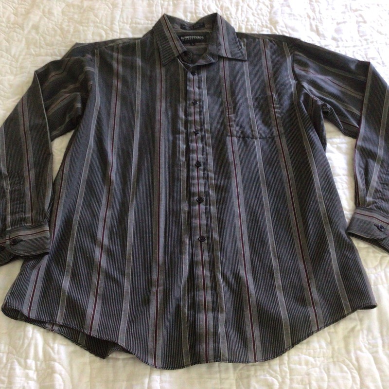 Expressions International Mens Shirt Size Large Button Up Long Sleeve Stripe
