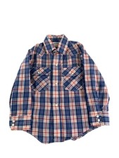 VINTAGE Levis Shirt Boys 3T Blue Red Plaid Western Pearl Snap Made in USA 90s