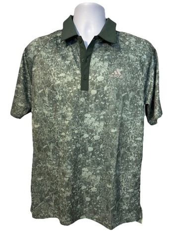 $65 Adidas Men's Petal Print Golf Polo Shirt - Hazy Green - Medium -New