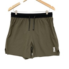 TWL Shorts Mens Medium Green Polyamide Elastane Zip Pocket Gym Running 45327
