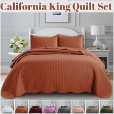 Cal King Bedspread 3Piece Oversized  Quilt Embossed Quilted Comforter Coverlet