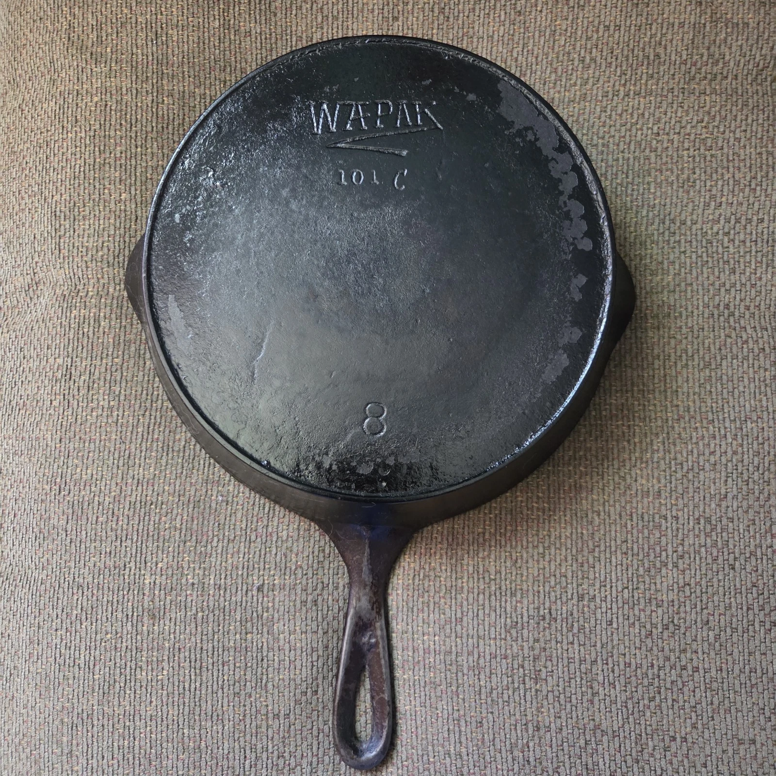 VTG ORIGINAL WAPAK #8 Z LOGO 101C CAST IRON COOKING SKILLET FRYING PAN 10”
