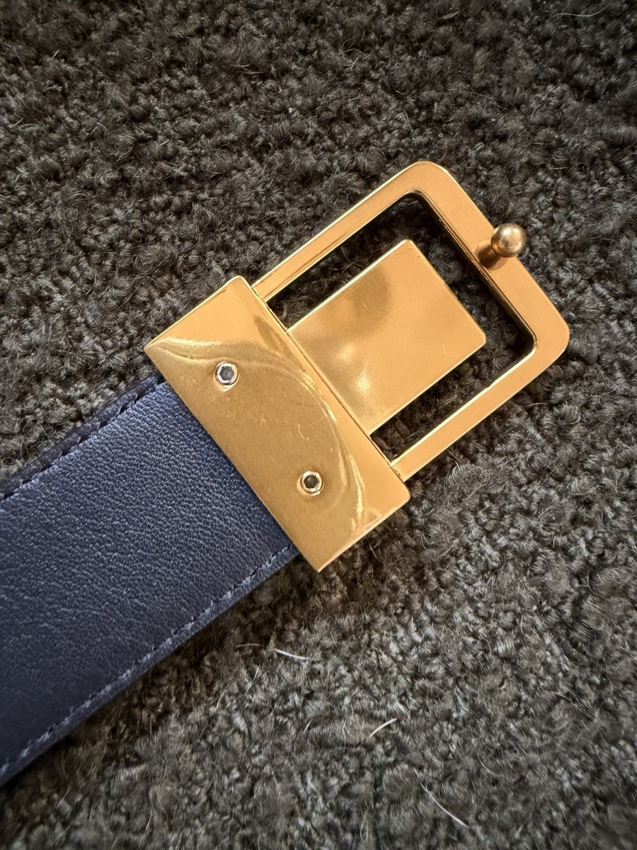 Saint Laurent LA 66 Black leather belt with gold buckle woman's