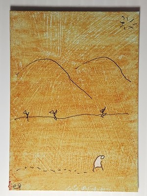 e9Art ACEO far away man outsider art brut naive