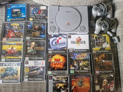 Sony Playstation 1 mit 2 Controllern und 17 Spielen