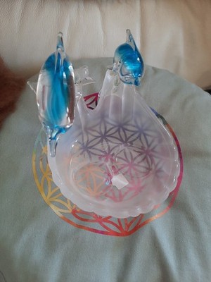 Teelichthalter  mit Delfinen    /   Glas    von    partylite