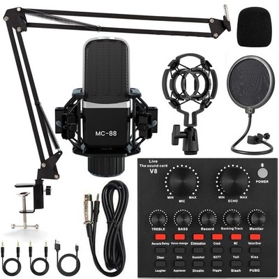 Podcast Equipment Bundle, All-in-One Audio Interface with Studio Condenser Mi...