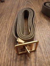 Mens USMC/Marine Corps Military Khaki Web Belt, Open Brass Belt Buckle Size 45 