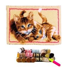 Latch Hook Kits Rug Cat Crochet Yarn Cushion Colour Pre-Printed Canvas Cover ...