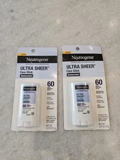  Ultra Sheer Face Stick SPF 60 with Antioxidants for Flawless Skin LOT OF 2