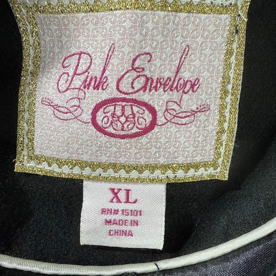 Pink Envelope Women's XL Black Hooded Peacoat Double Breasted Button Jacket - Image 3 of 4