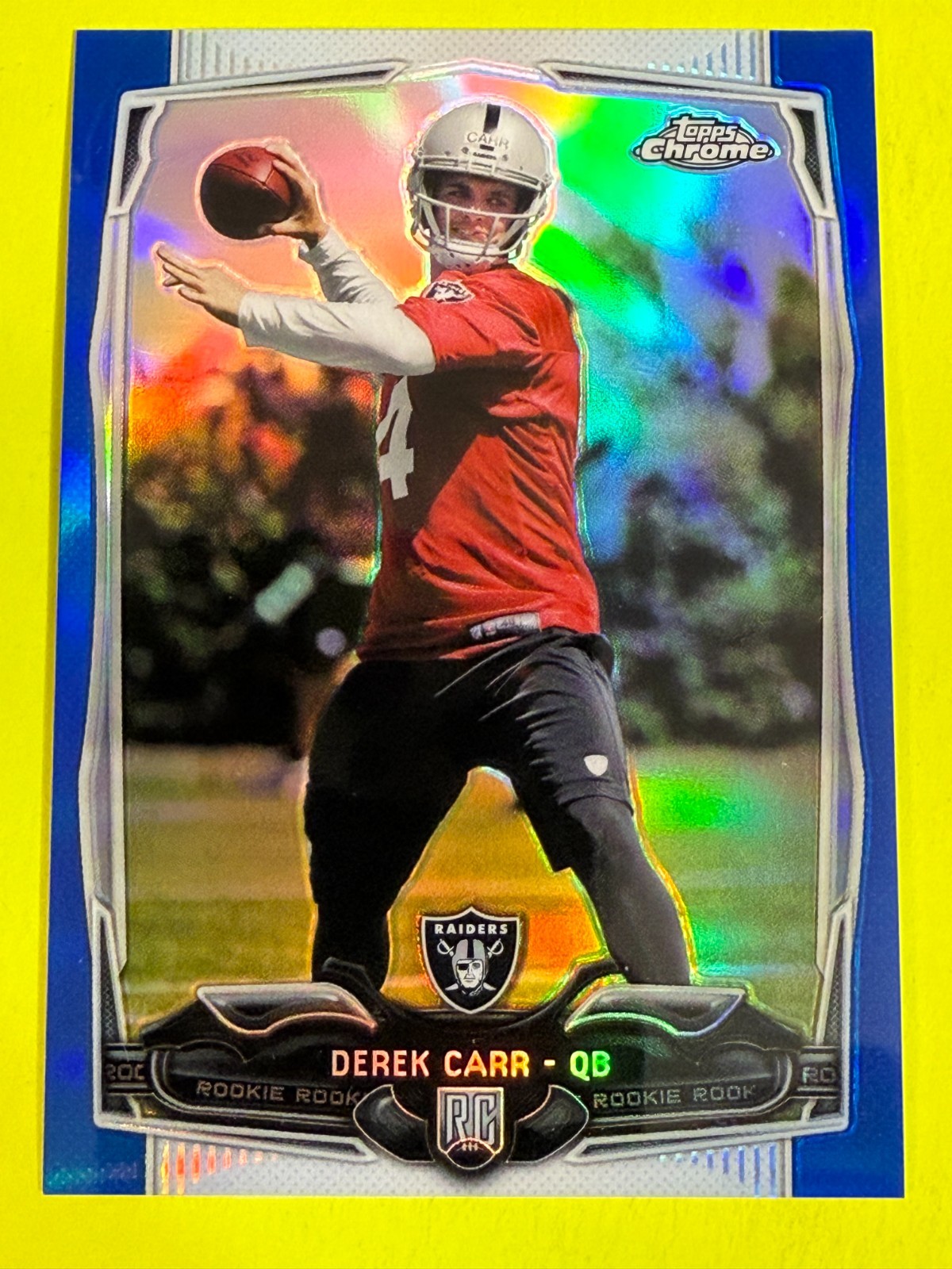 DA108703  2014 Topps Chrome Blue Refractors #115 Derek Carr RC 190/199