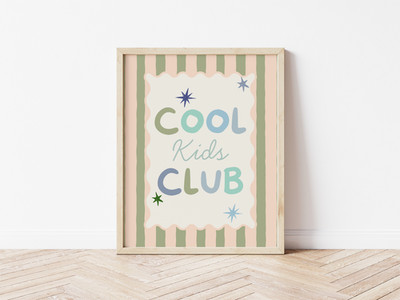Jungen Kinderzimmer Cool Kids Club Wandbilddruck, Jungenzimmer Poster, Retro Kids Club